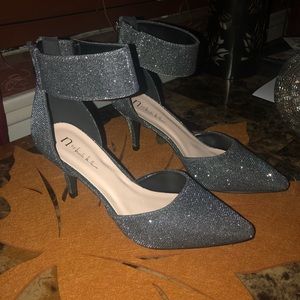 Pewter ankle pumps